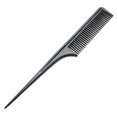 Black rat tail comb for hair styling isolated on transparent background