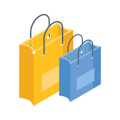 Visually appealing isometric icon of travel shopping bags