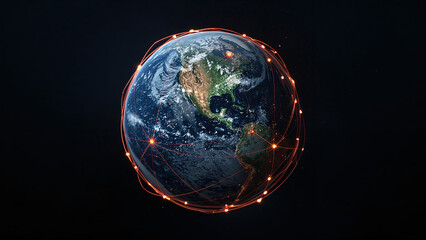 Earth View: 3D Rendering and Connectivity of Planet Earth with Orbiting Satellites in a Digital Network and Global Communication Environment