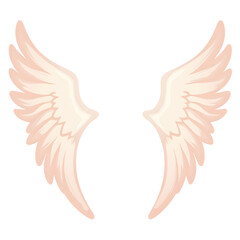 Angel wings illustration in soft pink colors on white background  