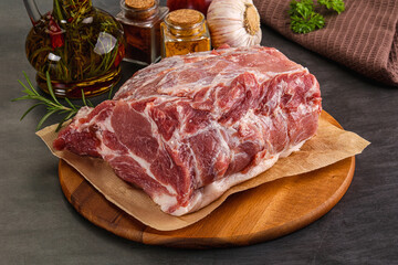 Raw pork neck meat for cooking