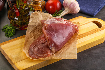 Raw uncooked turkey thigh fillet