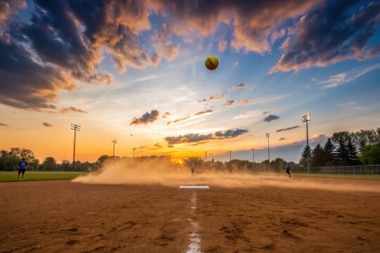 Sunset Softball Game - Powered by Adobe
