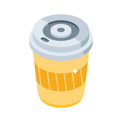 Get this isometric icon of takeaway coffee cup