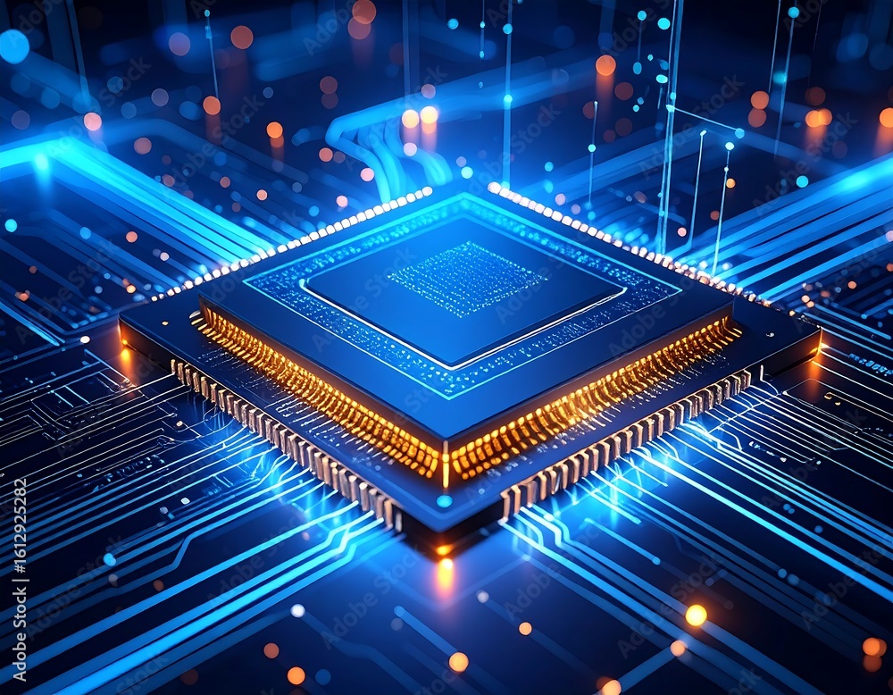 Poster advanced computer processor on circuit board