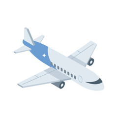 Premium isometric icon of passenger aeroplane flying high