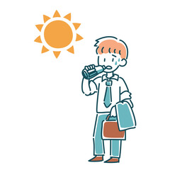 水分補給するビジネスマンのベクターイラスト