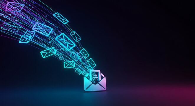 Dynamic Digital Email Inbox with Incoming Messages and Data Flow - Powered by Adobe