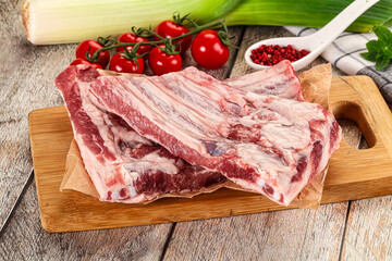 Raw pork ribs for cooking