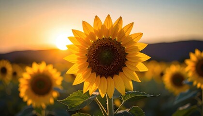 portrait a sunflower on field 