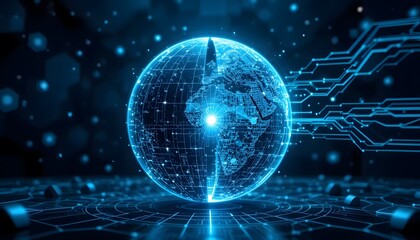Split Digital Globe with Data Streams