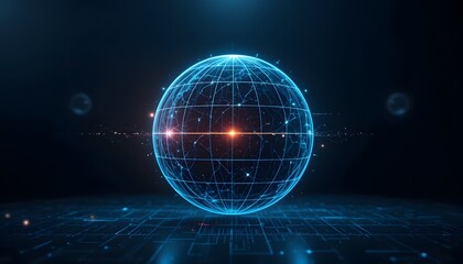 Wireframe Globe Fading into Digital Darkness