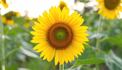 portrait a sunflower on field 
