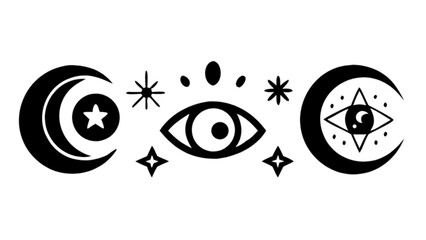Fototapeta premium Celestial moon star eye mystical astrology spiritual esoteric occult design vector graphic illustration