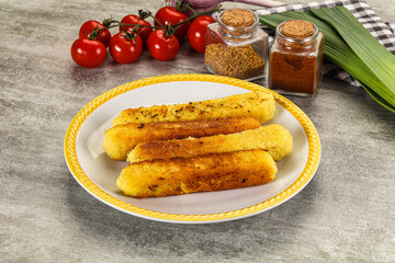 Crispy breaded mozarella cheese sticks