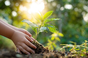 Child planting a young sapling