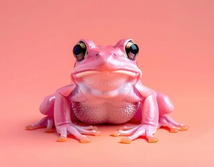 a pink frog on pink wall background