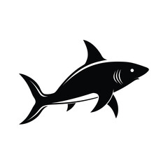 Dynamic shark silhouette in motion on a clean white background for aquatic designs