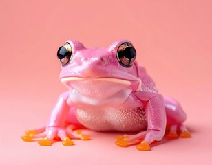 a pink frog on pink wall background