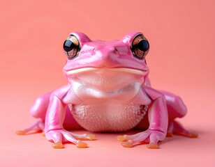 a pink frog on pink wall background