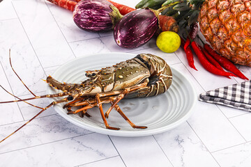 Raw wild fresh spiny lobster