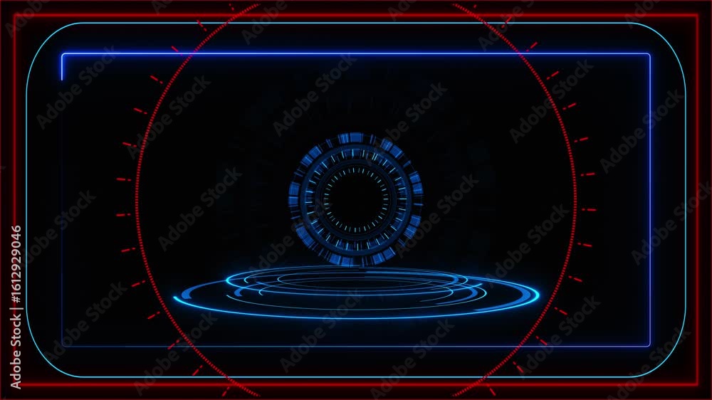 Poster digital technology cyber lines background high tech hud hologram grid podium product promotion. scie
