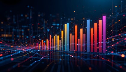 Dark Background with Layered Global Data Charts