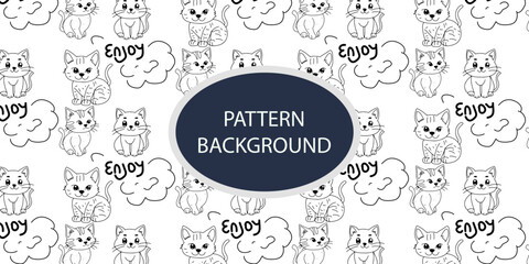Handrawn cat pattern background design. pattern with handrawn simple element illustration for textile,background,banner,etc. Cute kid scribble doodle icons set. Hand drawn childish funny simple vector