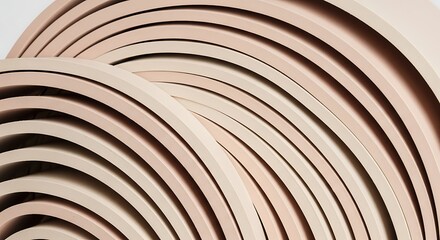 Abstract close-up of a natural wooden stacking toy with nested concentric arches.