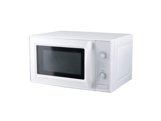 Compact white microwave oven kitchen appliance modern design, Isolated On White Background, Png Transparent