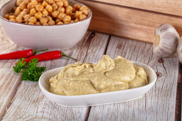 Natural organic homemade chickpea hummus