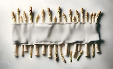 Spargel, Stangen liegen auf einem Tisch, Fatlay, copy space