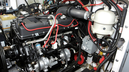 Fototapeta premium Engine Room Electrical Systems and Wiring Harnesses