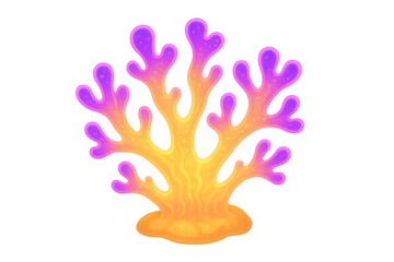 Obraz premium Vibrant coral with glowing purple tips and orange body, isolated on a transparent background, perfect for underwater or tropical designs
