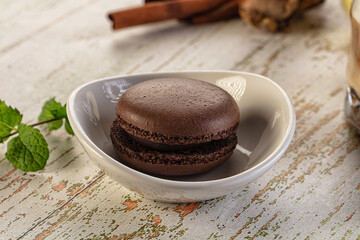Sweet tasty almond dessert - chocolate macaroon