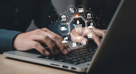 Visualizing the end-to-end process of digital commerce, from Browse and adding to cart to payment and delivery, all managed through an online platform
