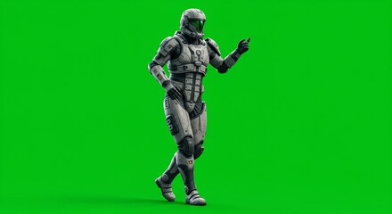 Futuristic armor figure walking