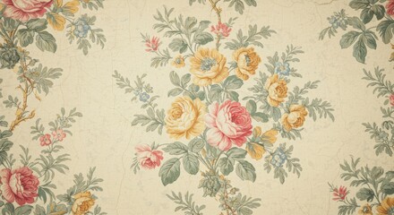 Floral vintage wallpaper A romantic antique bouquet design on aged paper