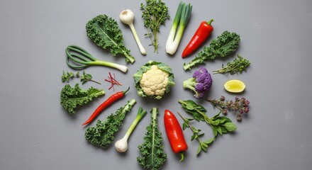 Fresh Circle Cauliflowers Colorful Court