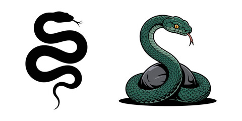 Cobra snake silhouette vector art illustration black, snake icon, snake vector silhouette, Curved snake animal design, Snake silhouette vector, king cobra silhouette, snake icon silhouette vector