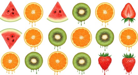 Fruity Drips Sliced Watermelon Oranges Kiwis  Strawberries