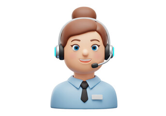 Isolated Smiling Customer Service Representative with Headset