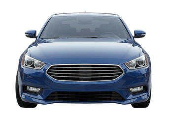 Isolated Front View of a Sleek Blue Sedan