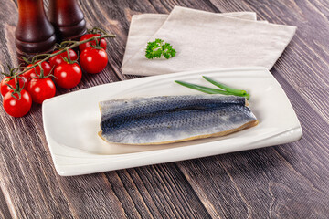 Salted herring fillet with skin
