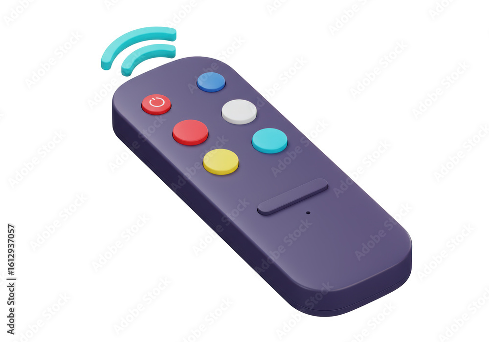 Poster isolated remote control with colorful buttons