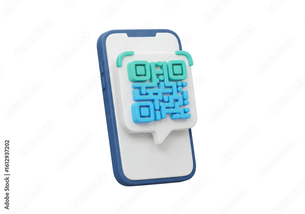 Poster isolated mobile phone with qr code and speech bubble