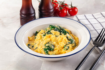 Omelette with spinach for breakfast