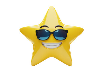 Isolated Cool Star Emoji with Sunglasses and Smiling Face