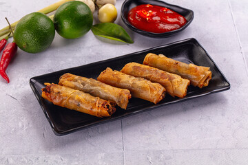 Stuffed Vietnamese Nem roll with meat