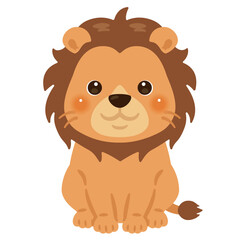 お座りしたライオンのイラスト